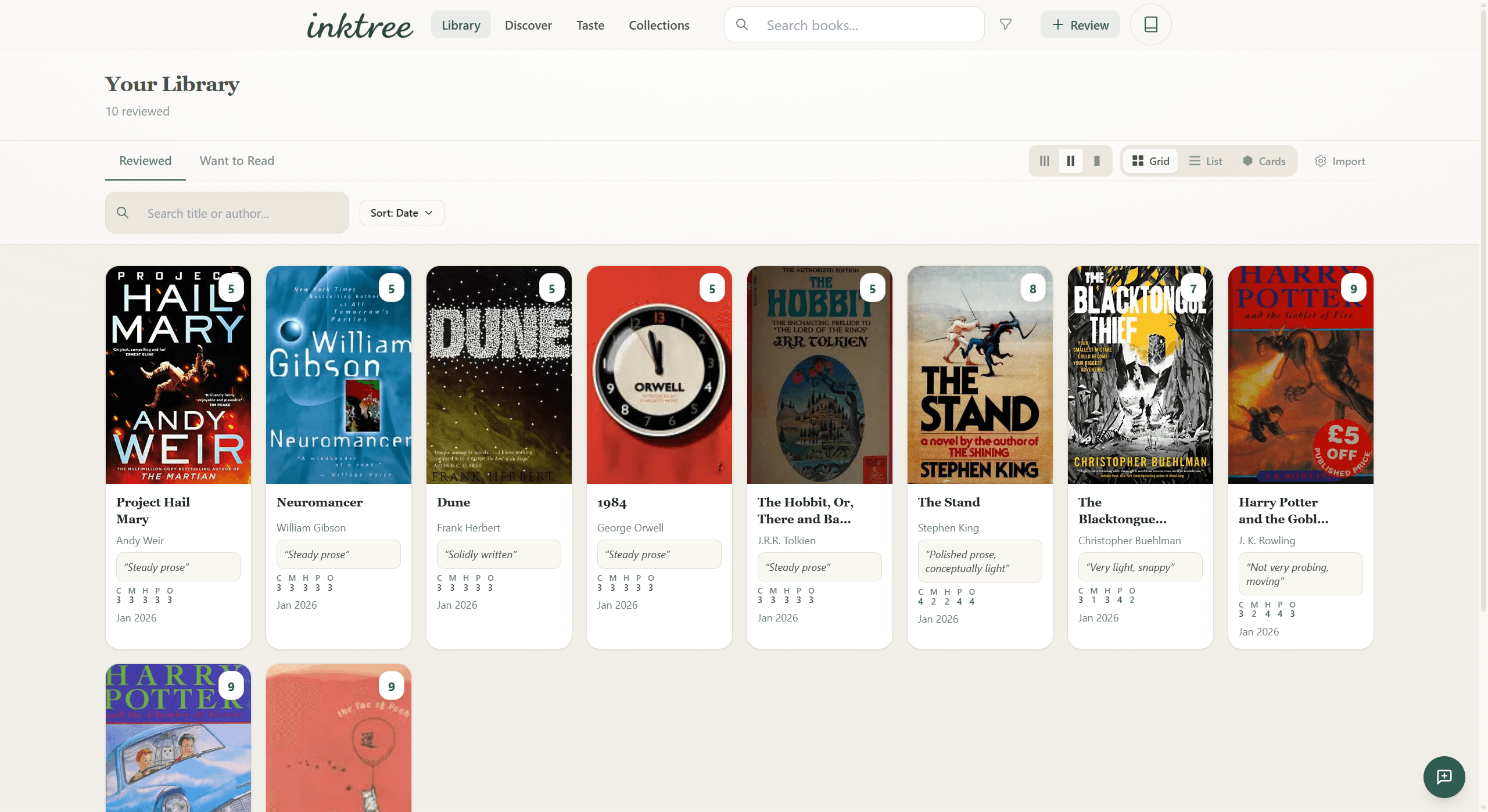 Library grid before the redesign — flat covers in a standard app layout